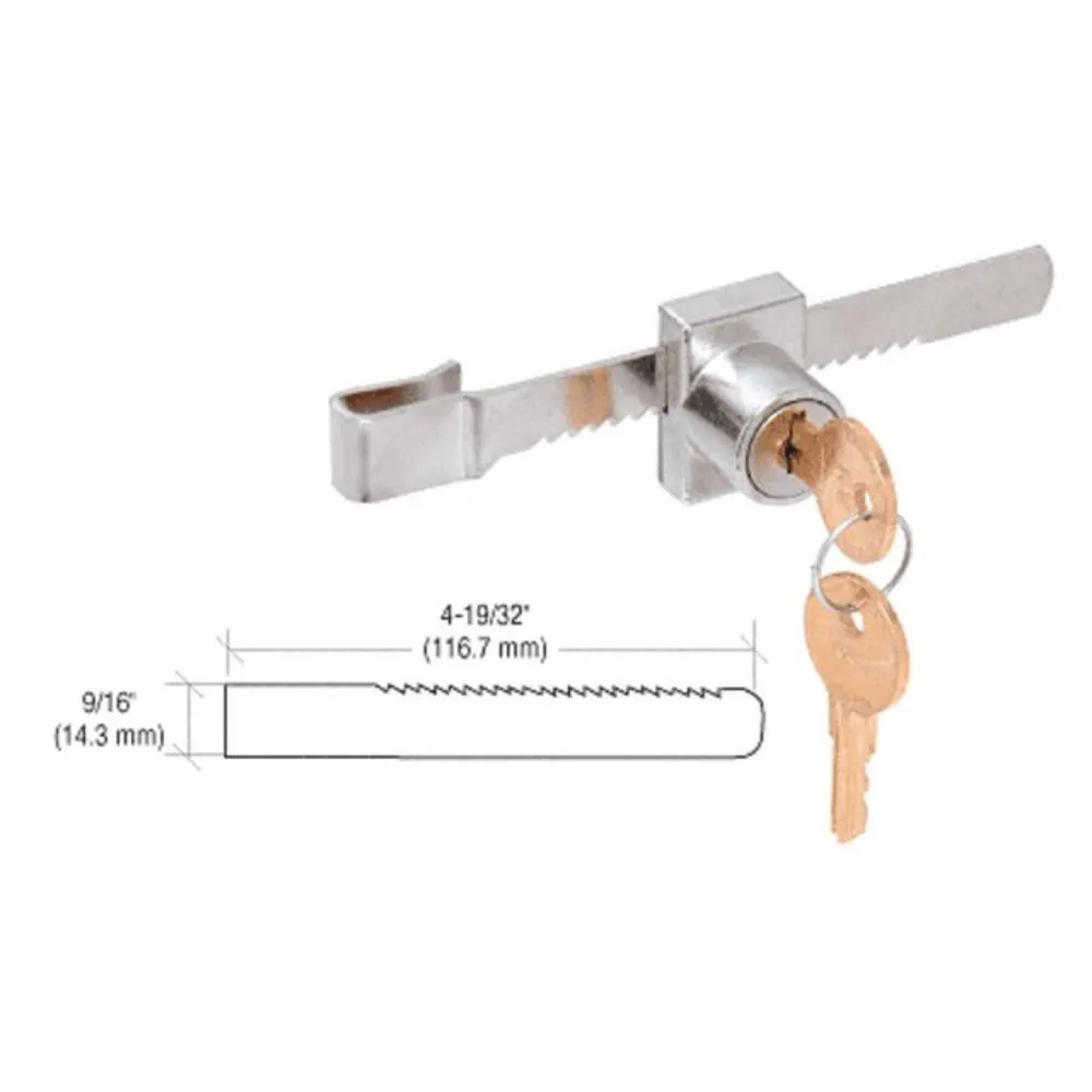 Showcase Sliding Glass Door Chrome Plated "Pick-Proof" Lock
