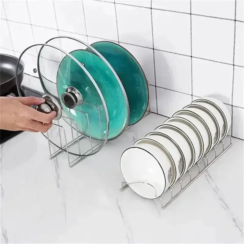 Stainless Steel Kitchen Bowl Dish Organizer – Cutlery & Pot Lid Rack
