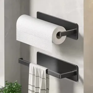 Wall-Mounted Paper Towel Holder - Self-Adhesive Installation