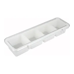 Winco BC-4P Condiment Holder, 4 Compartment, White, Plastic
